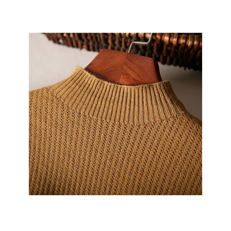 Áo len dệt kim ngắn tay áo thun 2022 mùa thu và mùa đông fom rộng rãi phần trên sọc 3 chiều