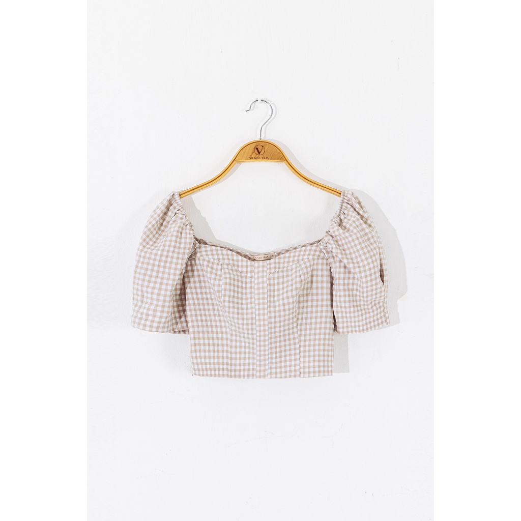 Áo croptop nữ tay bồng dáng ôm Vientran by LEH V61B21H043