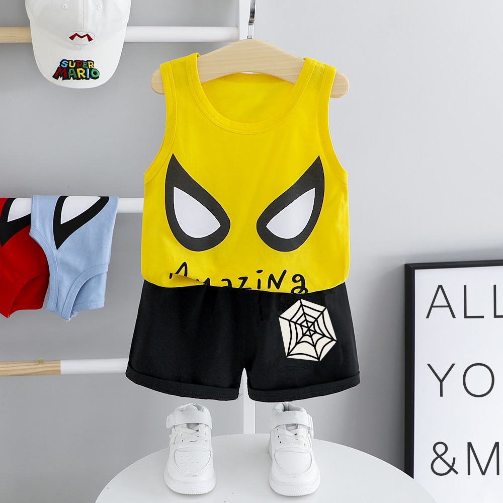 BỘ QUẦN ÁO BA LỖ BÉ TRAI SIÊU NHÂN NHỆN