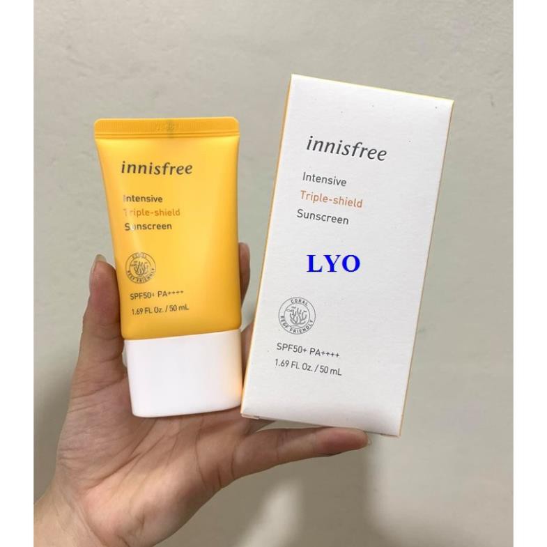 Kem chống nắng Innisfree No Sebum, Long Lasting, Triple Care, Mild, Triple-Shield  Sunscreen SPF 50+/PA++++ 50ml.