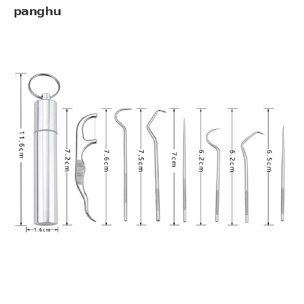 Set 8 Tăm Xỉa Răng Bằng Thép Không Gỉ Có Thể Tái Sử Dụng Kèm Túi Đựng Tiện Lợi