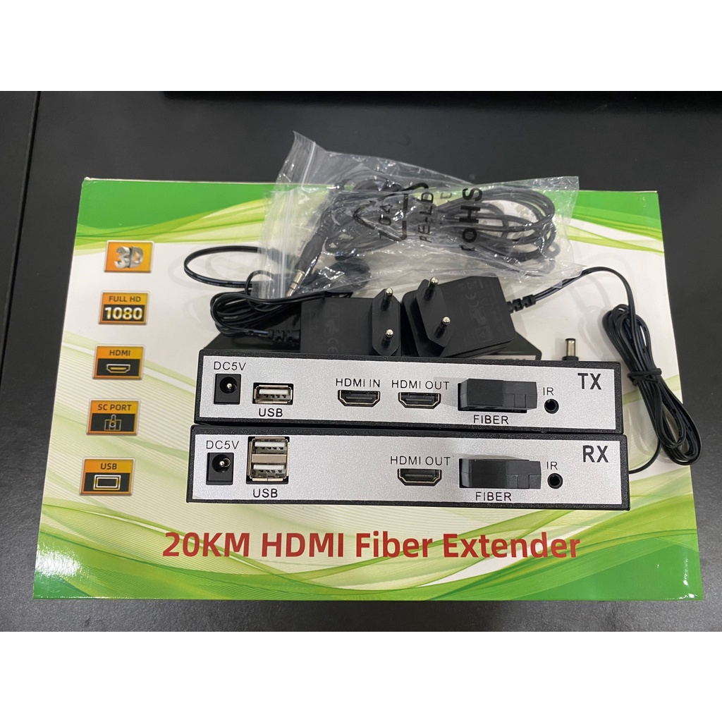 Bộ kéo dài tín hiệu HDMI qua cáp quang SC có USB 1080P 20Km