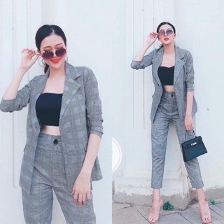 SET VEST CARO BA MÓN QUẦN DÀI (KÈM HÌNH THẬT)