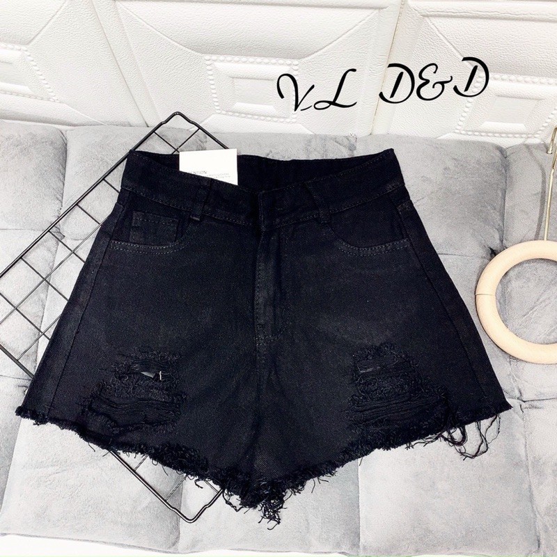 [Mã SKAMFSW175 giảm 10K đơn 50K] Quần short đen trắng rách siêu đẹp QS2015 - NhiNhi shop