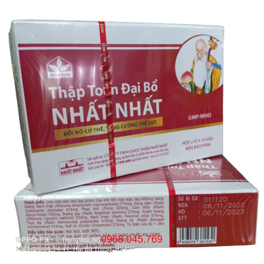 Thập Toàn Đại Bổ Nhất Nhất hộp 20 viên , suy nhược cơ thể , Gia Hân