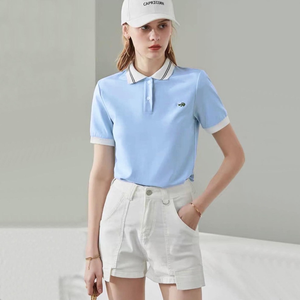 ÁO POLO XANH NHẠT PHỐI CỔ TRẮNG CHO NỮ