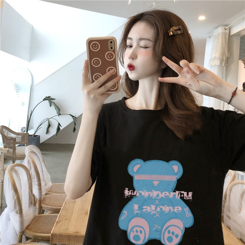 NRVP Áo Thun Nữ Oversize Cổ Tròn Thời Trang Hàn Quốc