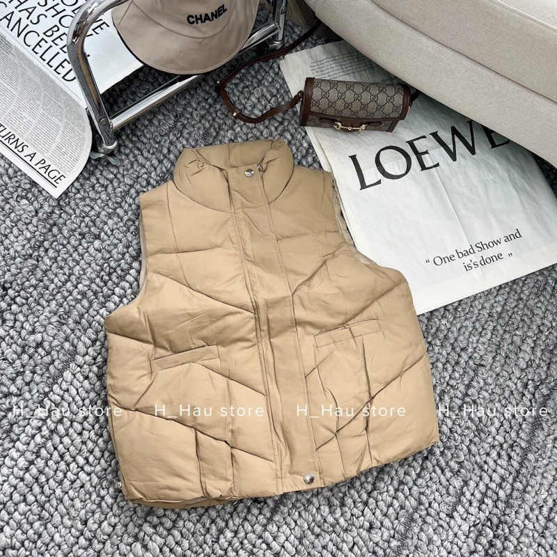 Áo phao gile khoá hông