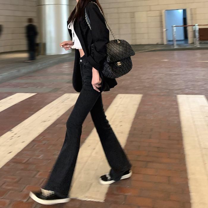 Jiashucheng Quần Jean Cạp Cao Dáng Ôm Co Giãn Phong Cách Mới Cho Nữ @ -