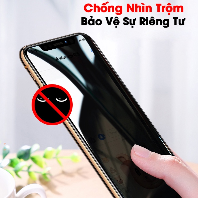 Kính Cường lực chống nhìn trộm, chống vân tay full màn iphone 6/7/8/6Plus/7Plus/X/Xr/XsMax/11/11Pro/11ProMax