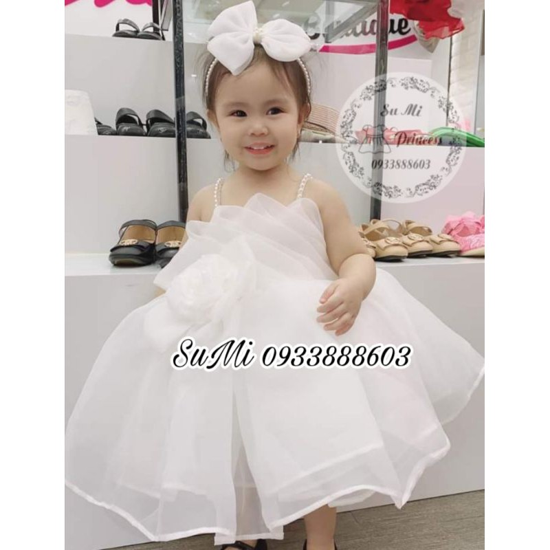 Đầm công chúa hoa voan xếp ly siêu phồng cho bé  Váy công chúa dự tiệc cho bé
