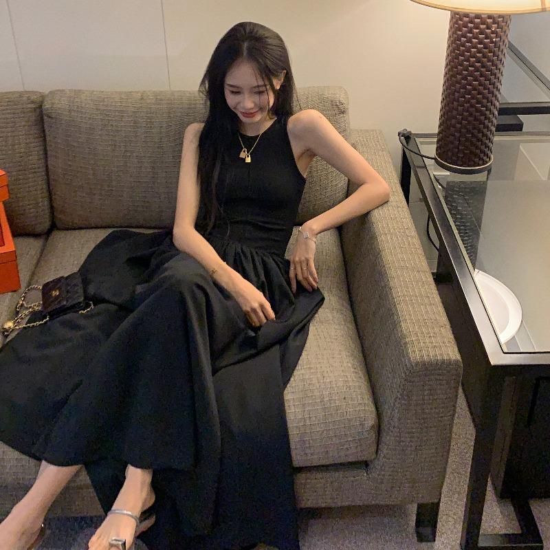 Đầm Thể Thao Sát Nách Dáng Dài Màu Đen Thời Trang Mùa Hè Cho Nữ