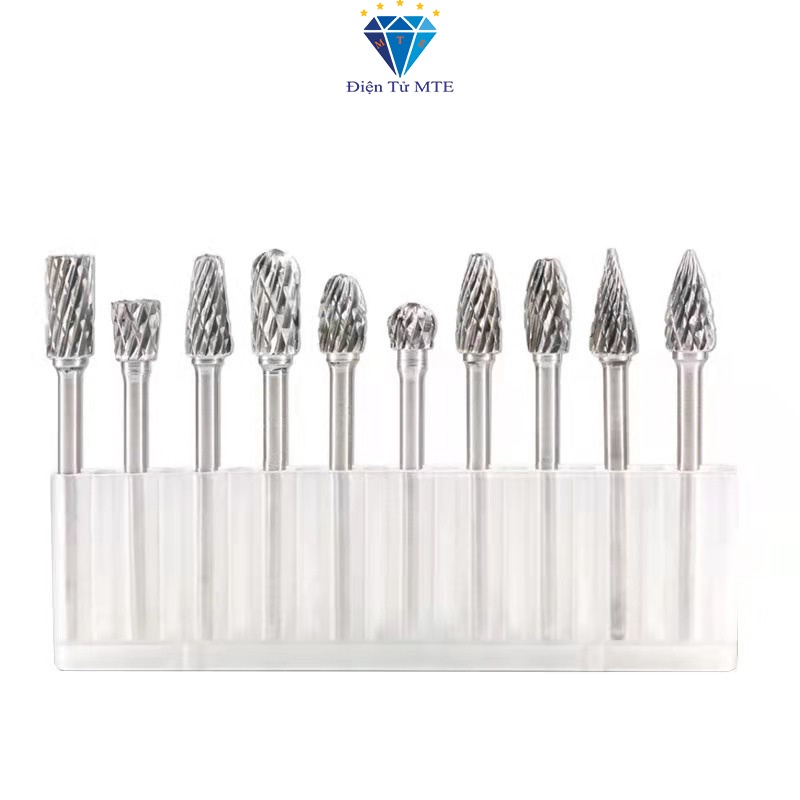 Bộ 10 mũi phay mài khắc cao cấp bằng Vonfram siêu cứng - 3mm