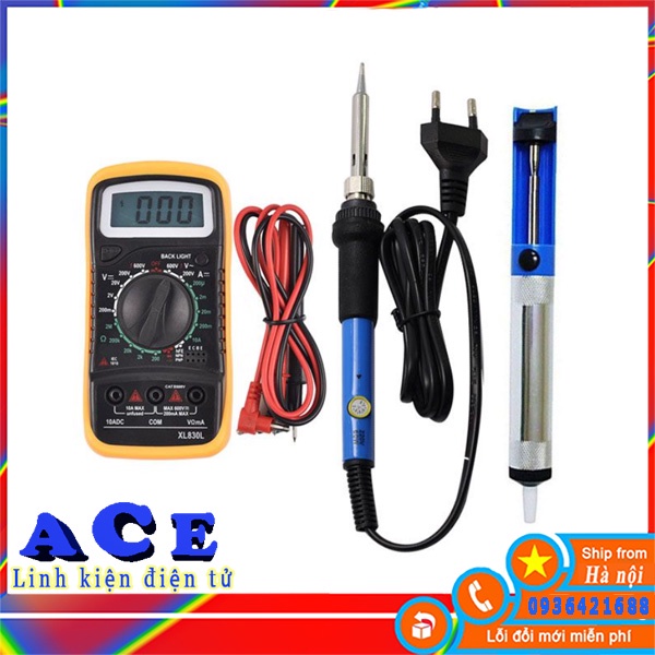 Bộ đồng hồ điện tử XL830 + Mỏ hàn chỉnh nhiệt tq936 +Hút thiếc chì mini sửa chữa điện tử hàn mạch đo điện V2