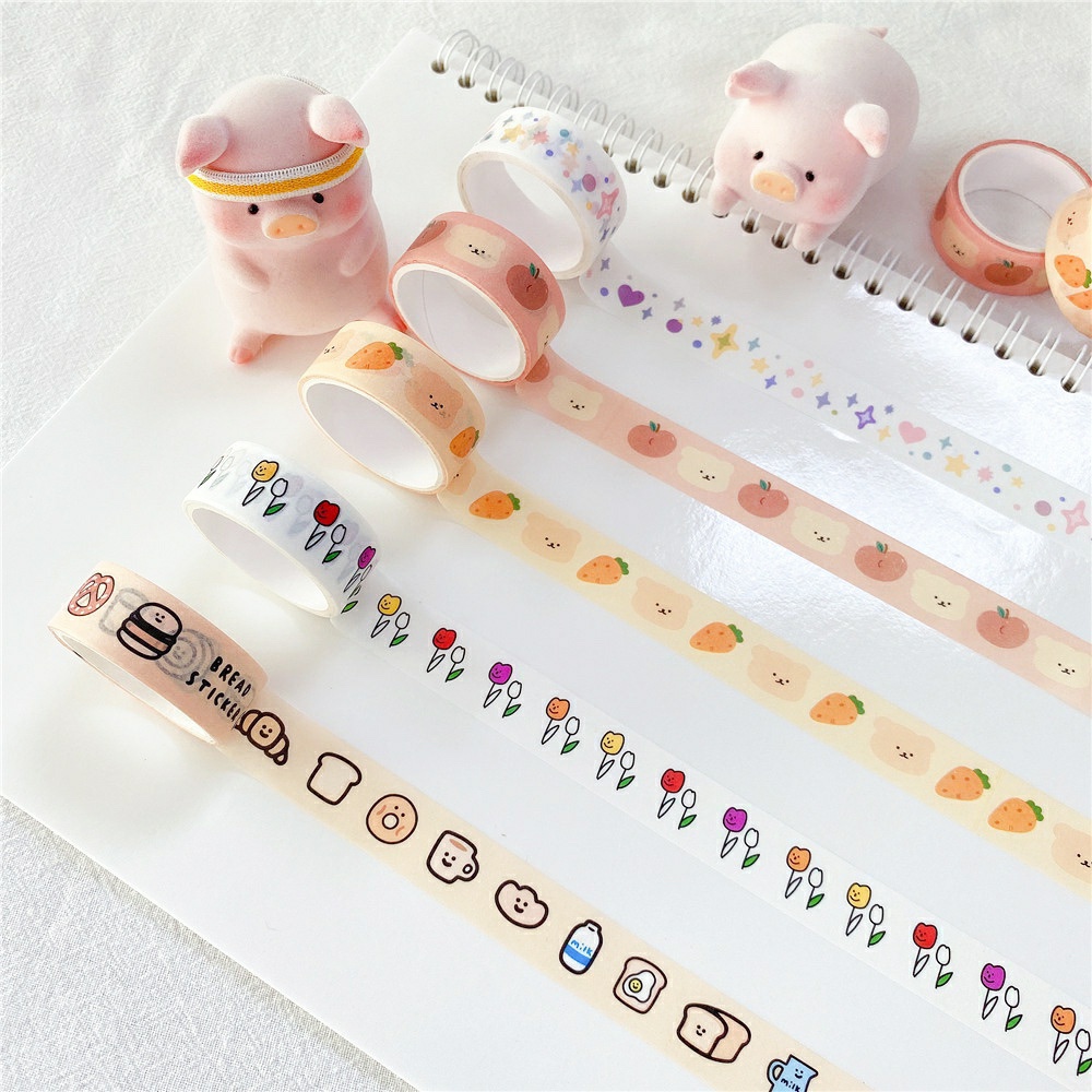 Băng Keo Giấy Washi Tape Dán Trang Trí Gấu Gom Bear