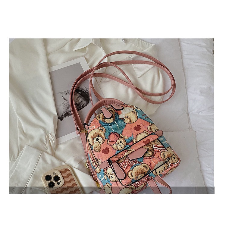 Ba Lô Da Mini Chuwanglin Hình Gấu Đa Chức Năng Cho Nữ