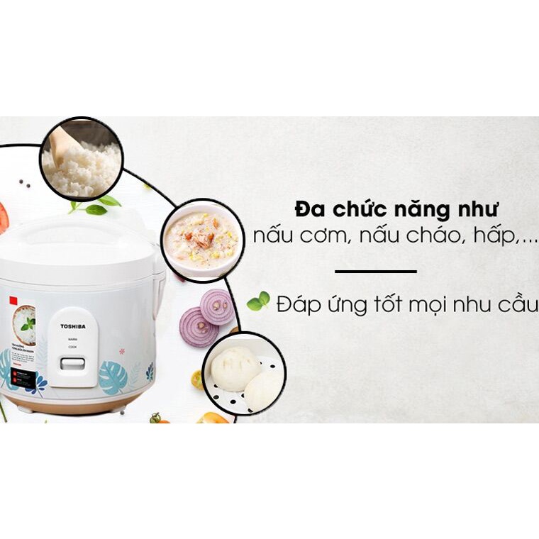 Nồi cơm nắp gài Toshiba 1 lít RC-10JH2PV(B)-Chính Hãng -1lít 2-4 người ăn-Công suất:500 W