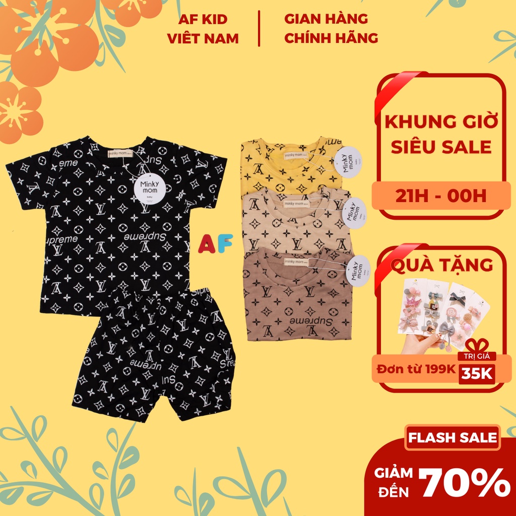 Bộ cộc tay LV Sup cho bé trai bé gái AF KID chất liệu cotton cao cấp siêu mềm siêu mát