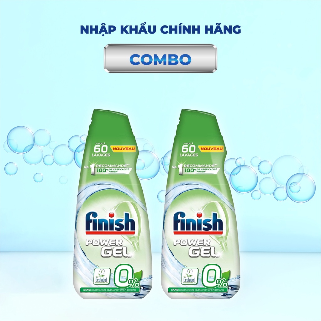 Combo chất tẩy rửa Finish : Combo 2 Gel Finish Eco 0% 900ml