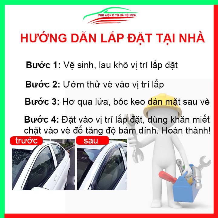 Vè che mưa cho xe ô tô Morning 2009-2011 vè đen bảo vệ làm đẹp xe