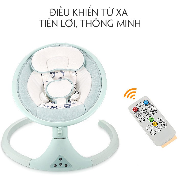 Nôi điện, nôi rung đa chức năng. Khung hợp kim nhôm, vải Oxford siêu mềm, điều khiển từ xa, kết nối bluetooth