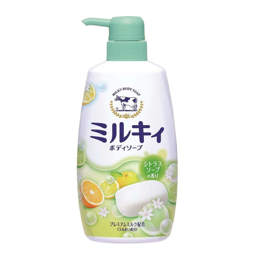 Sữa tắm dưỡng da Milky Cow hương cam chanh 550ml Hàng Nhật nội địa