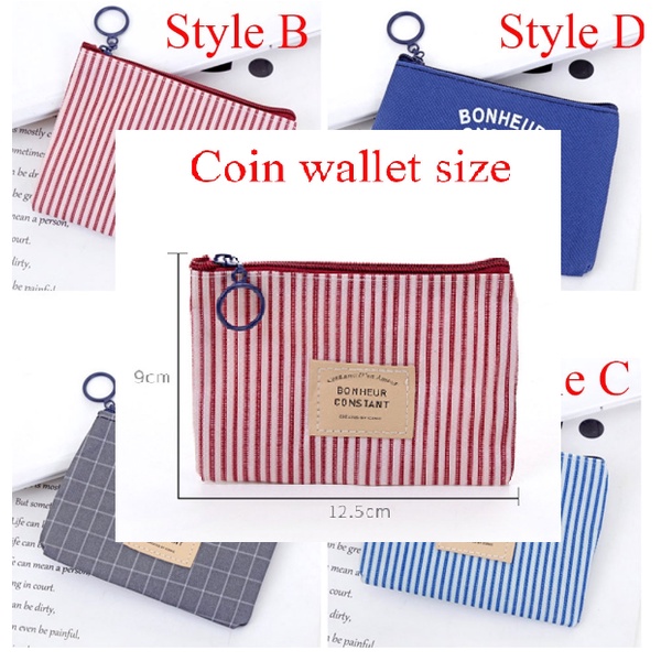 Túi ví đựng tiền xu/ vật dụng cá nhân nhỏ gọn dễ mang theo bằng vải canvas