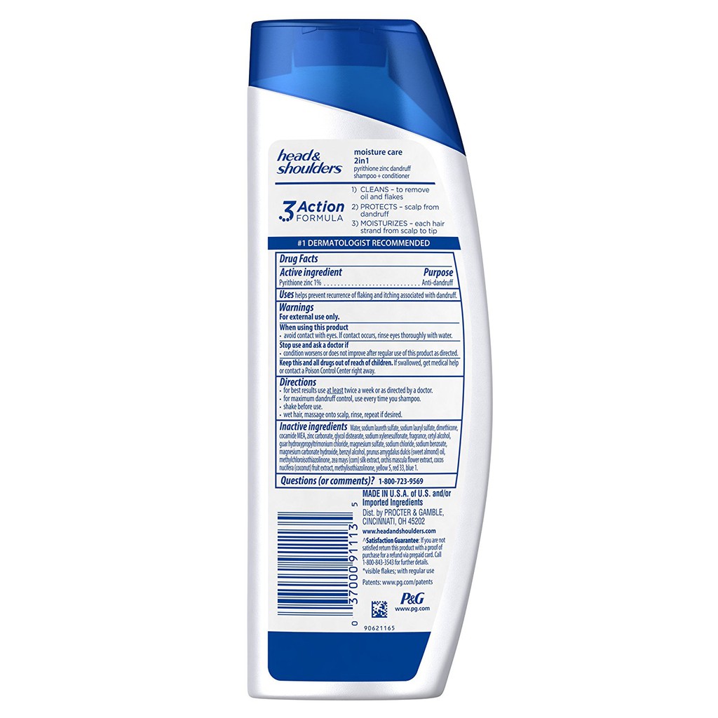 Dầu Gội & Xả ngừa Gàu & Dưỡng Ẩm Da Đầu Head & Shoulders Moisture Care 2-in-1 Dandruff Shampoo and Conditioner 380ml (Mỹ