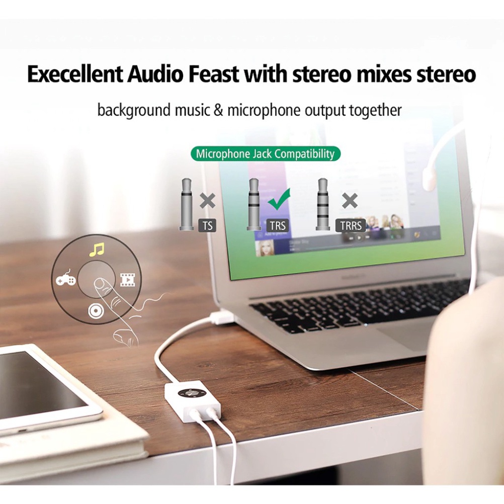 Cáp USB 2.0 Ra Mic &amp; Audio Hỗ Trợ Model Control Cao Cấp UGREEN