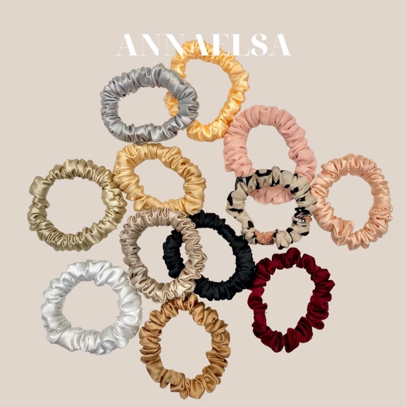 ANNAELSA Dây Cột Tóc - Scrunchies Mini Nhiều Màu Sắc Dễ Thương Xinh Đẹp Cho Nữ