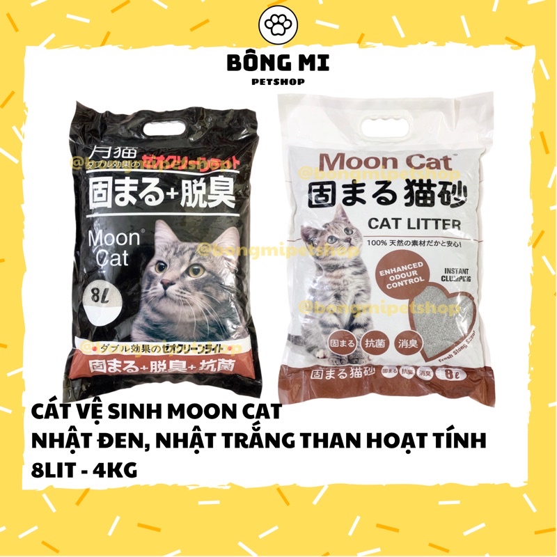 Cát vệ sinh MOONCAT 8lit, Clean & Clear Maru 5lit, Cát mèo Nhật Đen, Nhật Trắng Than hoạt tính [Bông Mi]
