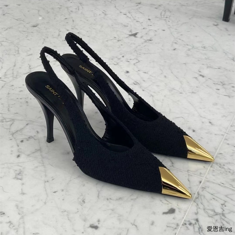 Giày Cao Gót Mũi Nhọn Màu Đen Phong Cách Quyến Rũ 2022