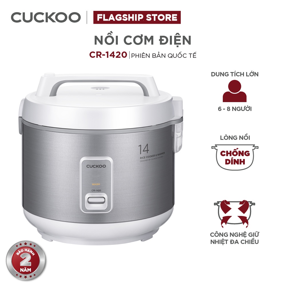 [Mã ELHADEV giảm 4% đơn 300K] Nồi cơm điện Cuckoo 2.5 lít CR-1420 - Hàng chính hãng - Chất lượng Hàn Quốc