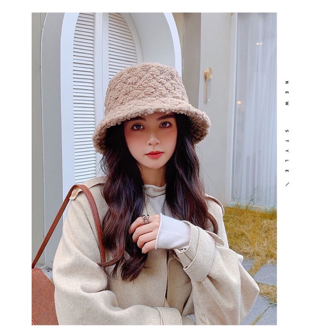 [255] Mũ Bucket lông cừu có vành phong cách Hàn Quốc MS- hot trend 2022