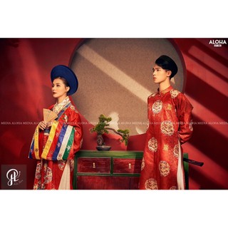 Áo Nhật Bình Cổ Phục Việt, Áo Dài Nhật Bình Thời Nguyễn, Nhật Bình Nam Nữ Chất Liệu Vải Gấm In Họa Tiết Thời Nguyễn