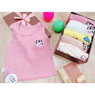 [BL01] Áo sát nách thun tăm lạnh Minky Mom thêu hình động vật đáng yêu cho bé trai bé gái