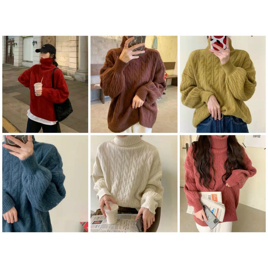 Áo Len Cao Cổ Dài Tay Phong Cách Hàn Quốc - 6 mầu Trắng Đỏ Xanh Đen Hồng tím Vàng - Hanlly Fashion - AL5