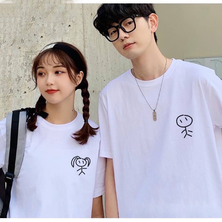 Áo cặp nam nữ, áo thun đôi unisex in hình ChiBi logo nhỏ vải co giản thoải mái