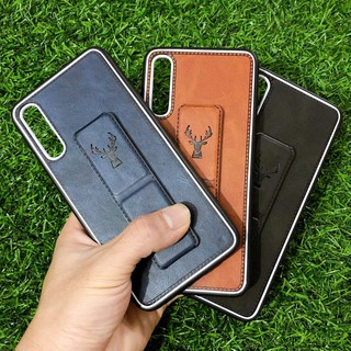Ốp lưng TPU giả da mềm họa tiết đầu hươu sừng kèm giá đỡ dành cho điện thoại samsung A50