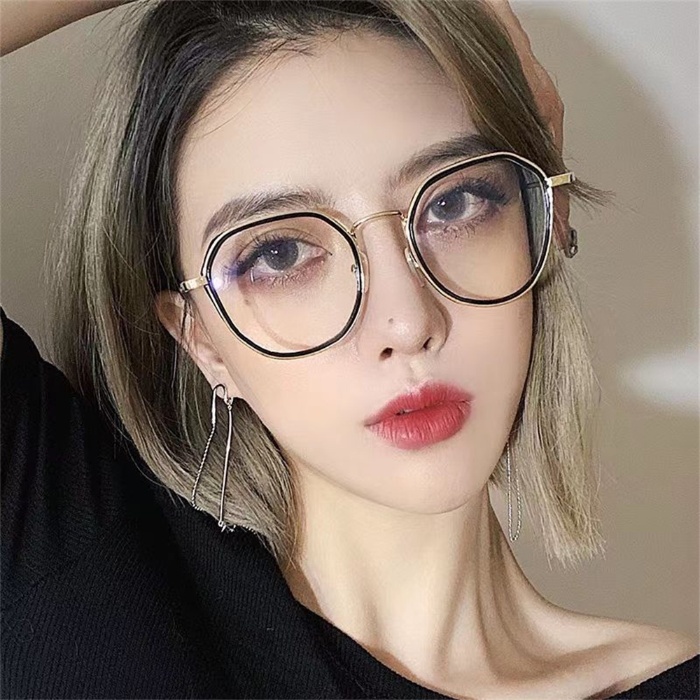 Mắt Kính Chống Ánh Sáng Xanh Gọng Kim Loại Phong Cách Hàn Quốc Cổ Điển Mẫu Mới 2022 Dành Cho Bạn Nữ