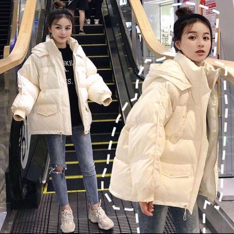Áo khoác phao nữ dáng ngắn form rộng Hàn Quốc