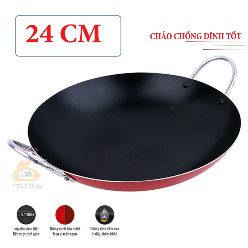 [SALE GIẢM SỐC] Chảo chống dính 2 quai sâu lòng size 24 cm cao cấp công nghệ Hàn Quốc chất liệu an toàn cho sức khỏe