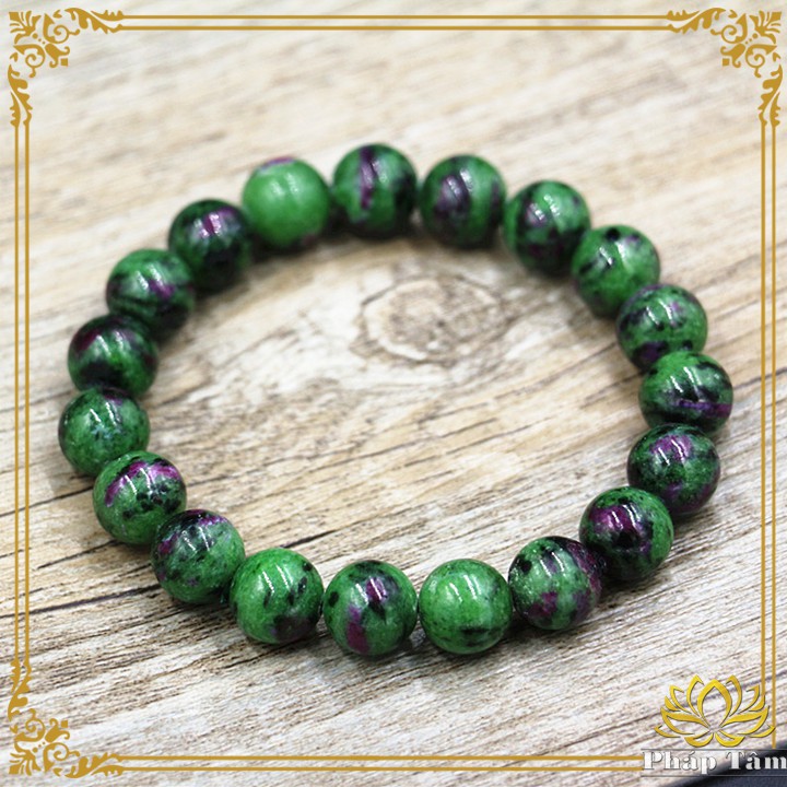 Vòng Tay Đá Ruby Xanh Lục Pha Đỏ Nam Phi Tự Nhiên - Trang Sức Phong Thủy