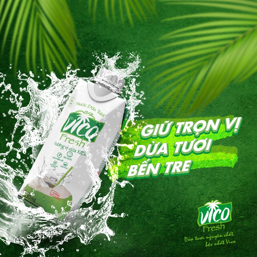Combo 12 Hộp Nước Dừa VicoFresh 330ml - 6 Xiêm, 6 Sen