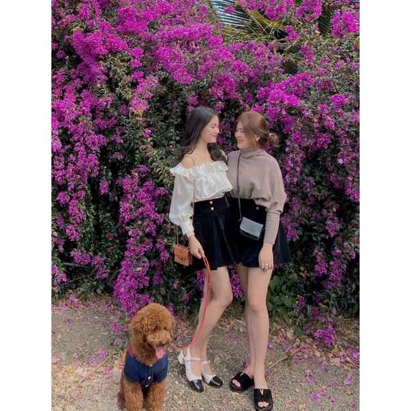Quần short giả váy phối nút chất nhung qc dày đẹp from chuẩn