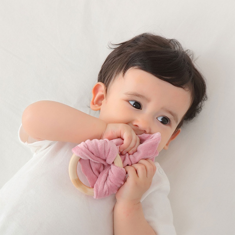 Đồ Chơi Vòng Tắm Hình Tai Thỏ Mềm Mại Thoải Mái Cho Bé Sơ Sinh Mọc Răng