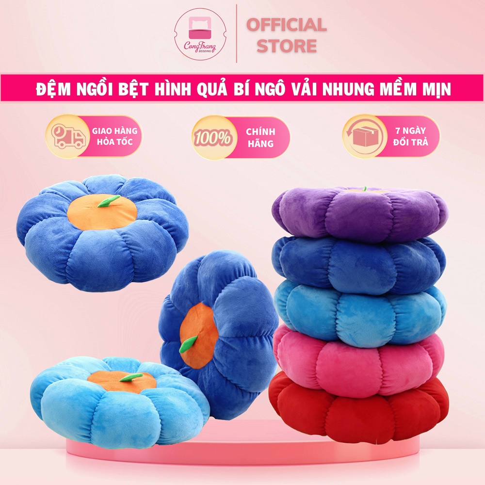 Đệm Ngồi Bệt HÌNH BÍ HOA QUẢ đáng yêu - Bông Trắng Cực Êm (40cm x 40cm)