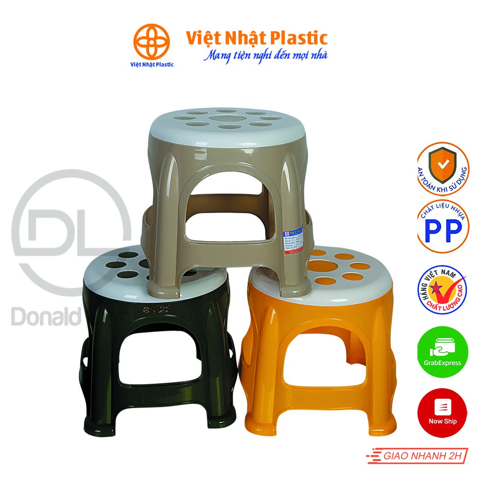 Ghế đẩu tròn hoa Việt Nhật Plastic 2065