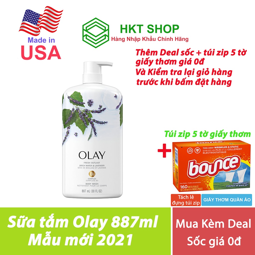 [USA] Sữa tắm Olay hương hoa Lavender (Purifying birch Water&amp;Lavender) 887ml - Nhập khẩu từ Mỹ giá tốt