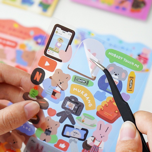 Sticker Set 4 Tấm PVC Trang Trí Cute Animal Friends World